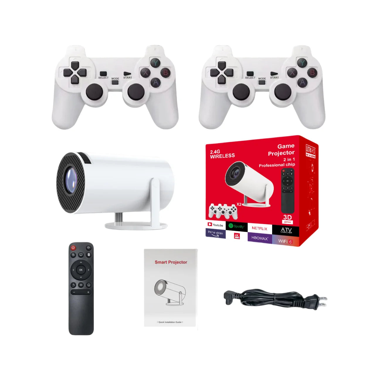 3D Game Projector 2 in 1 F300 Controller Game TV Box Android 11 5G Wifi Playstore Home Cinema Outdoor 4K Portable Mini Projector